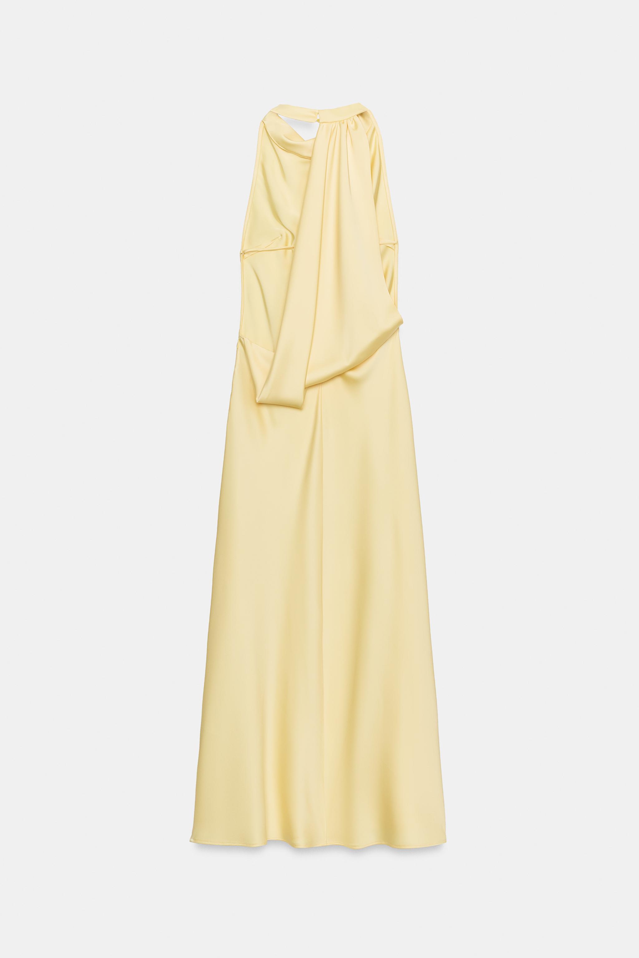 ROBE MI-LONGUE DRAPÉE À ENCOLURE AMÉRICAANE DANS LE DOS